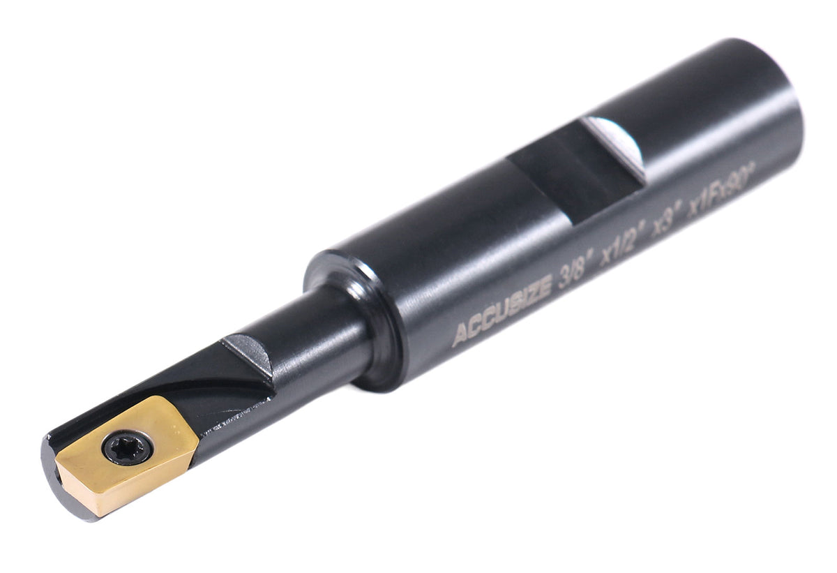 '- 3/8'' 90 Deg Square Shoulder Indexable End Mill with 3'' Overall Length, Apkt11t3 Carbide Inserts, 1 Flute, 0056-0912