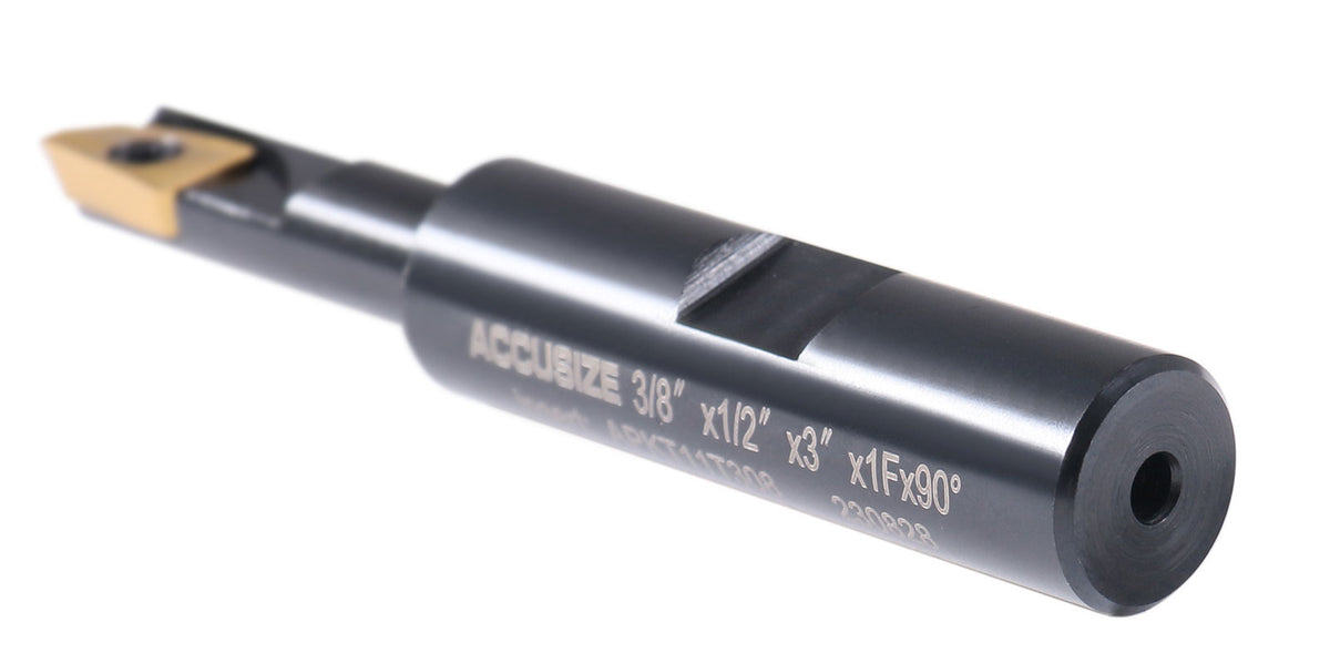 '- 3/8'' 90 Deg Square Shoulder Indexable End Mill with 3'' Overall Length, Apkt11t3 Carbide Inserts, 1 Flute, 0056-0912