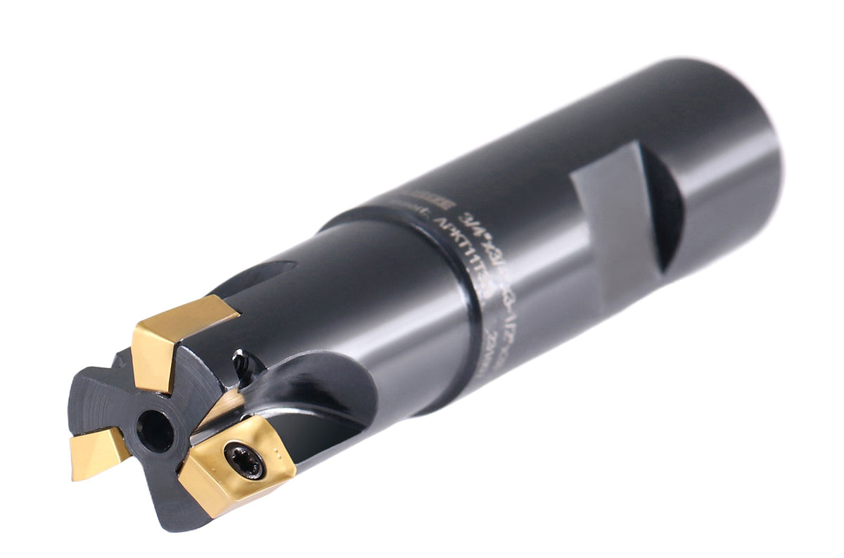 3/4'' 90 Deg Square Shoulder Indexable End Mill, 3-1/2'' Overall Length, Apkt11t3 Carbide Inserts, 3 Flute, 0056-0917