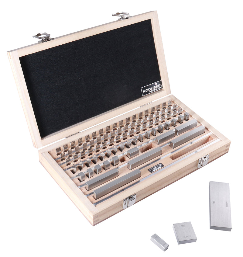 87 Pc Metric Gage Block Set, Grade 0, DIN861 German Standard with MFG's Certificate, 0087-2162