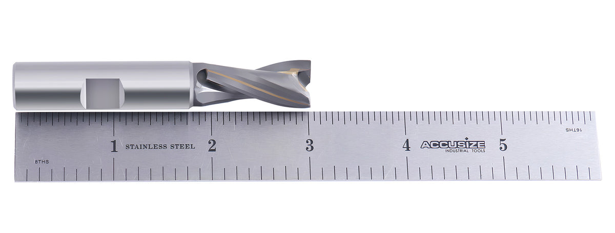 1/2'' by 1/2'' Dia, 1'' Flt Length, 3'' Oal, 1/64'' Corner Radius, Carbide Tipped End Mill for Aluminum, 0193-6327