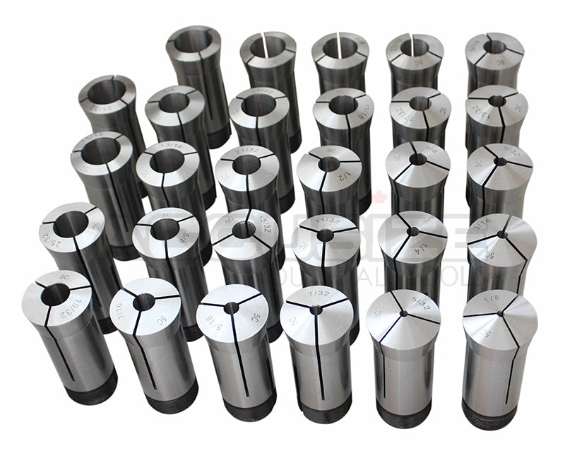 29 Pcs 1/8-1'' by 32nds 5C Precision Round Collets, Hardened and Ground, 0200-0572