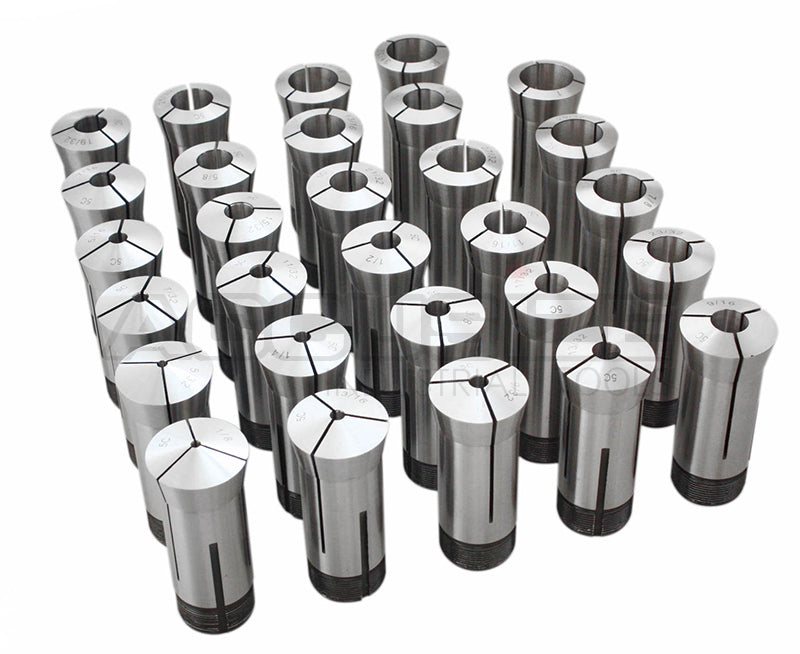 29 Pcs 1/8-1'' by 32nds 5C Precision Round Collets, Hardened and Ground, 0200-0572