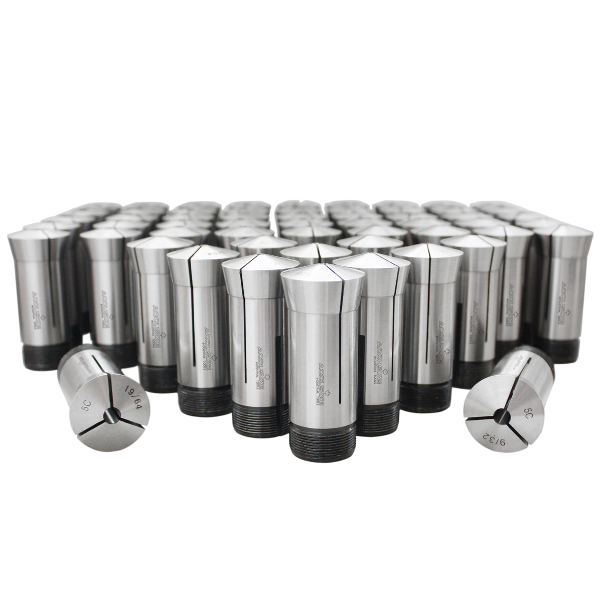 57 Pcs 1/8-1'' by 64th 5c Precision Round Collets, Hardened and Ground, 0200-0573