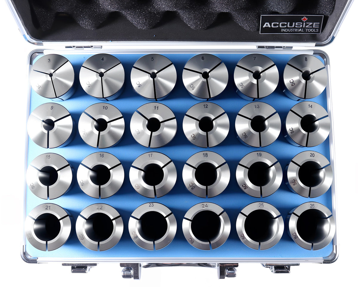 24 Pcs 3-26mm 5c Precision Round Collets, Metric, Hardend and Ground, 0200-5552
