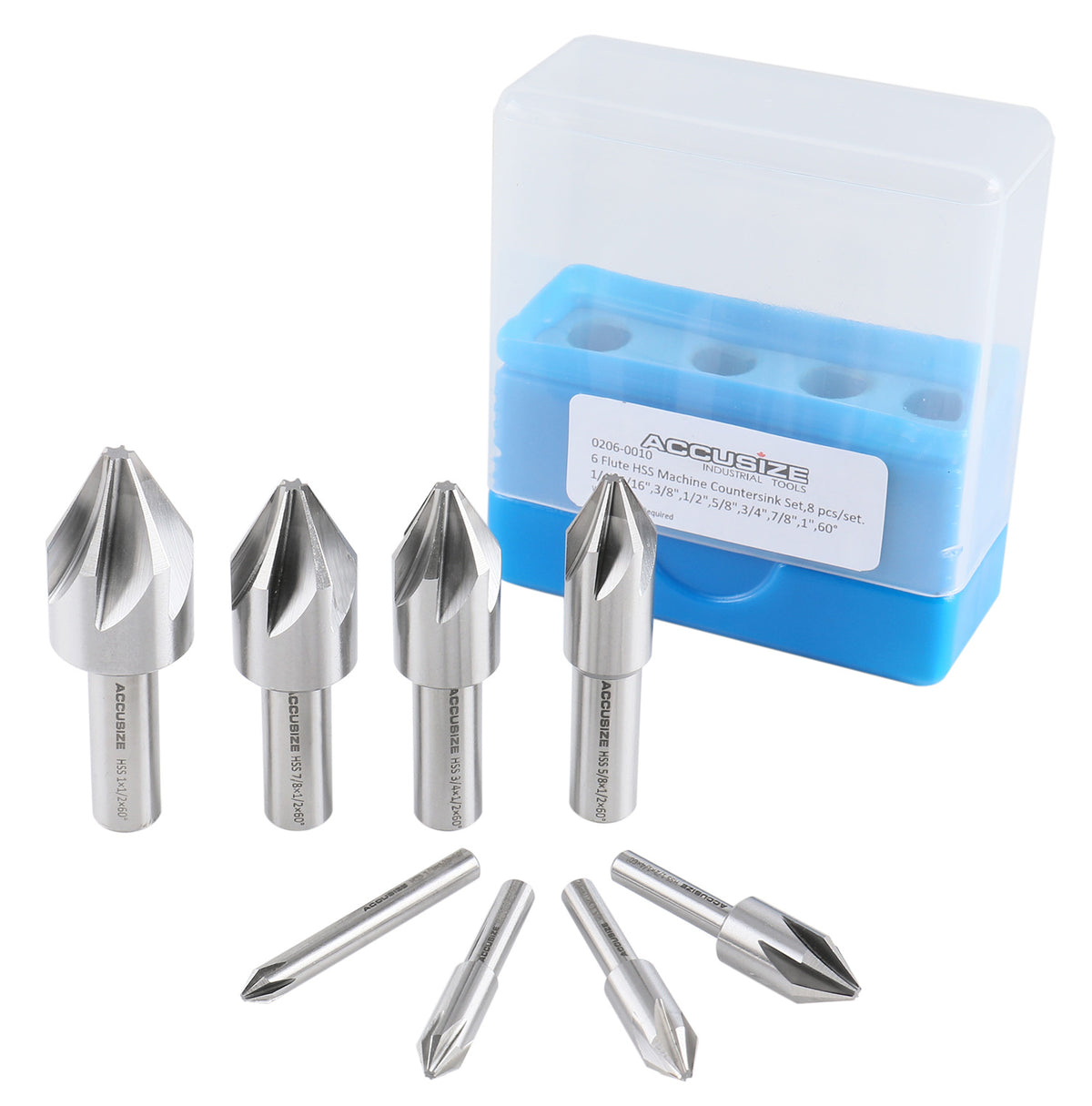 Lot de 6 fraisers de machine HSS pour flûte, 8 pièces/set