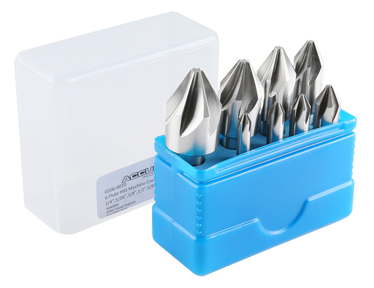 Lot de 6 fraisers de machine HSS pour flûte, 8 pièces/set