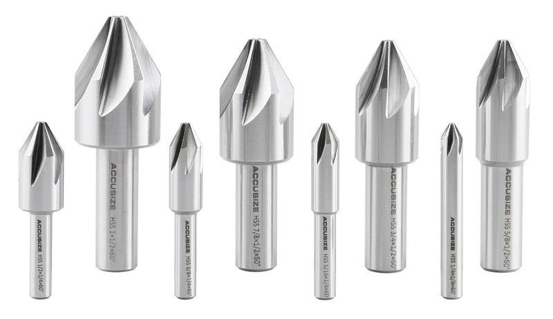 6 Flute HSS Machine Countersinks Sets, 8 pcs/Set
