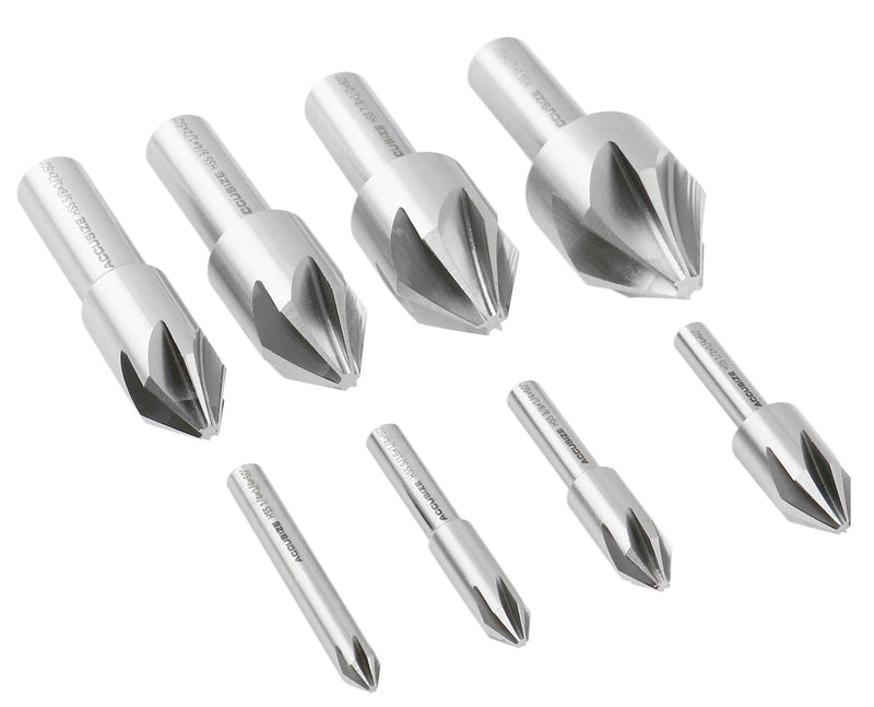 6 Flute HSS Machine Countersinks Sets, 8 pcs/Set