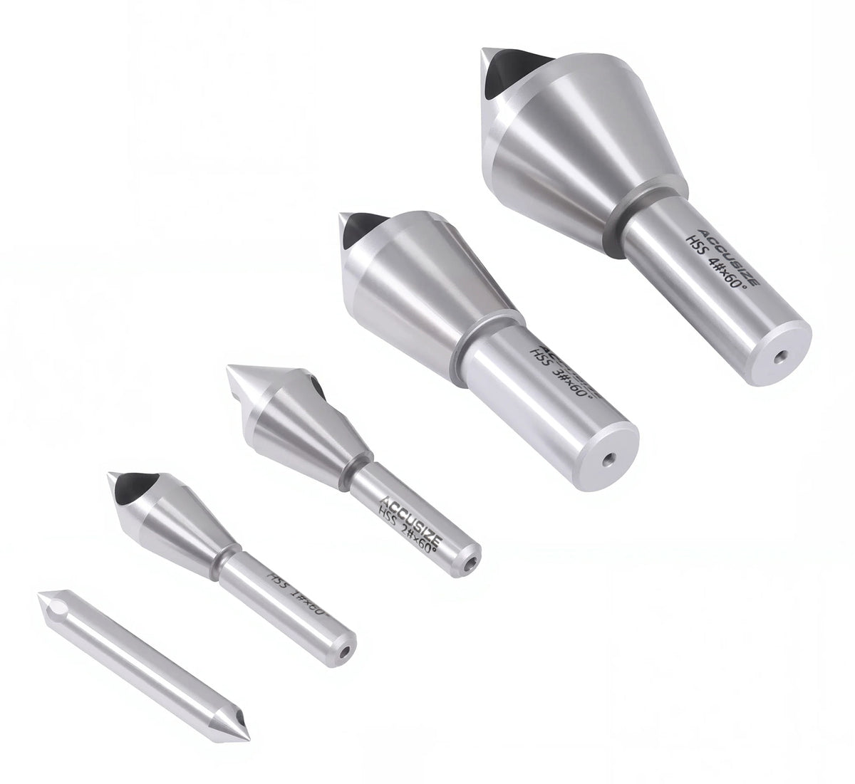 0 Flute H.S.S. Countersink & Deburring Tool Set, Pilotless Type, 5 pcs/set