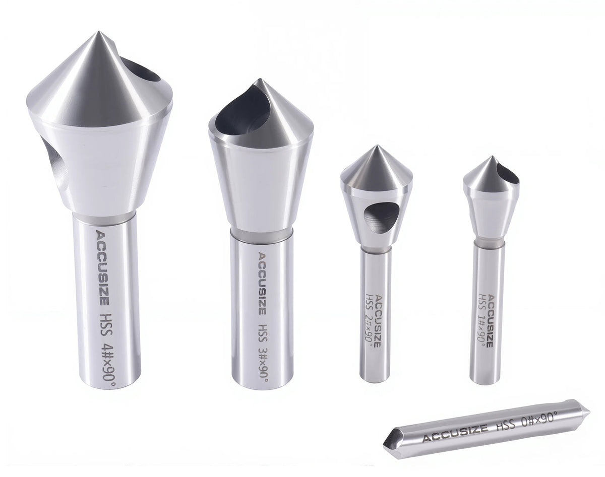 0 Flute H.S.S. Countersink & Deburring Tool Set, Pilotless Type, 5 pcs/set
