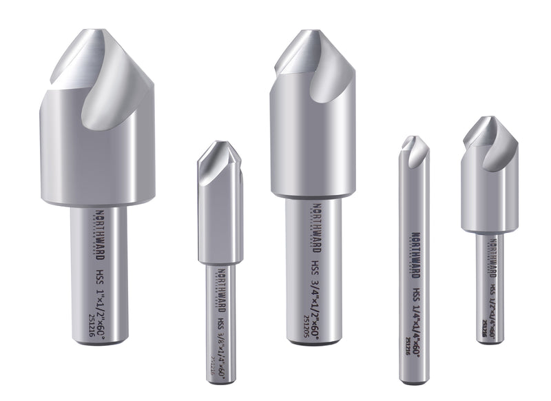 HSS Zero Flute Countersink & Deburring Tool Set – 5 Pc, 60-82-90 Degree, For Drill