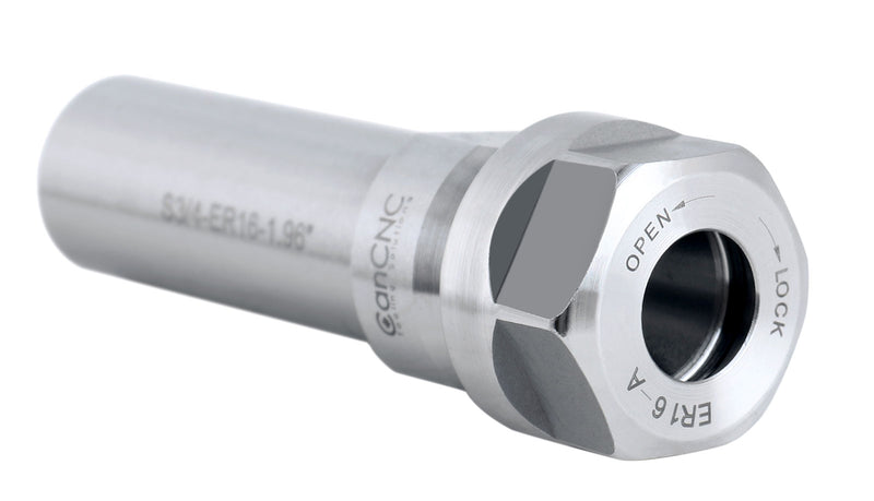 ER16 Collet Chuck Extension Rod, 1.96 in. Shank Length, 3/4 in. Straight Shank Alloy Steel, 0223-0207