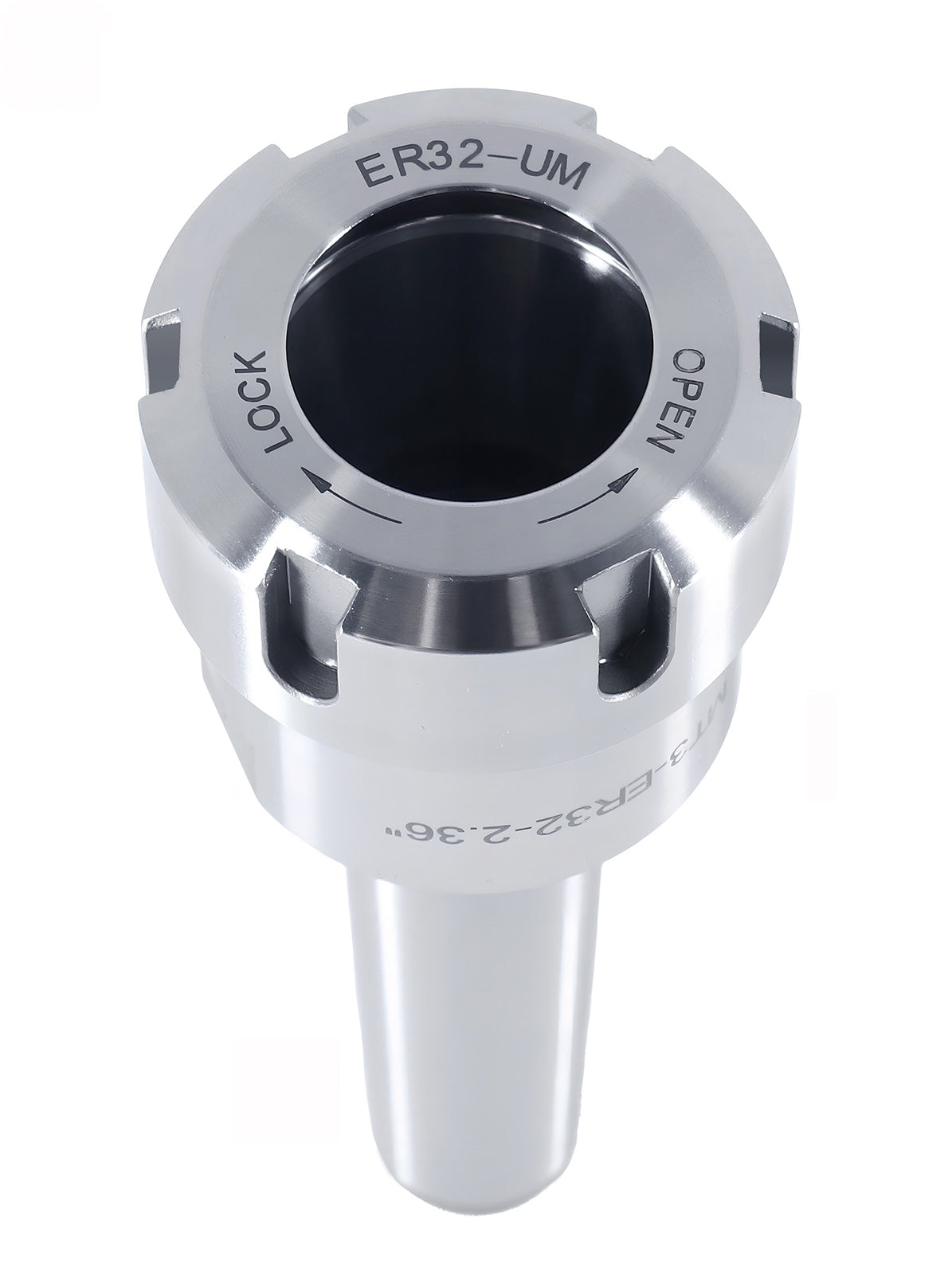 Morse Taper MT3 Shank ER32 Collet Chuck, Max 8000 Rpm, 1/2"-13 Drawbar End, Max TIR 0.0002'' O.D to I.D. 0223-0236