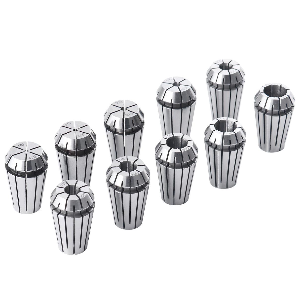 Er16 Collet Set, 1/32'' to 3/8'', 3/4'' by 3.35'' Chuck Holder plus Wrench in Fitted Strong Box, 0223-0307
