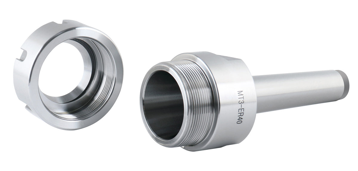 MT3 Shank ER40 Chuck with 15Pc Collets Kit, 1/8 inch - 1 inch by 16th, Morse Taper Collet System, 0223-0308