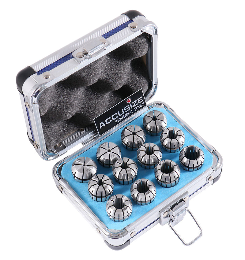 12 Pc Er-20 Collet Set, Size from 1/16'' up to 1/2'' in Fitted Strong Alunimum Box, 0223-0799
