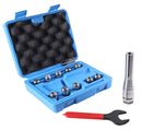 10 Pcs Er20 Collet R8 Bridgeport Shank Plus 1 Wrench in Fitted Case, 0223-0954