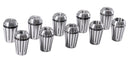 10 Pcs Er20 Collet R8 Bridgeport Shank Plus 1 Wrench in Fitted Case, 0223-0954