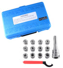 12 Pc Er-32 Collet Set Plus 1 Pc R8 Bridgeport Shank Holder and a Wrench in Fitted Box, 0223-0974