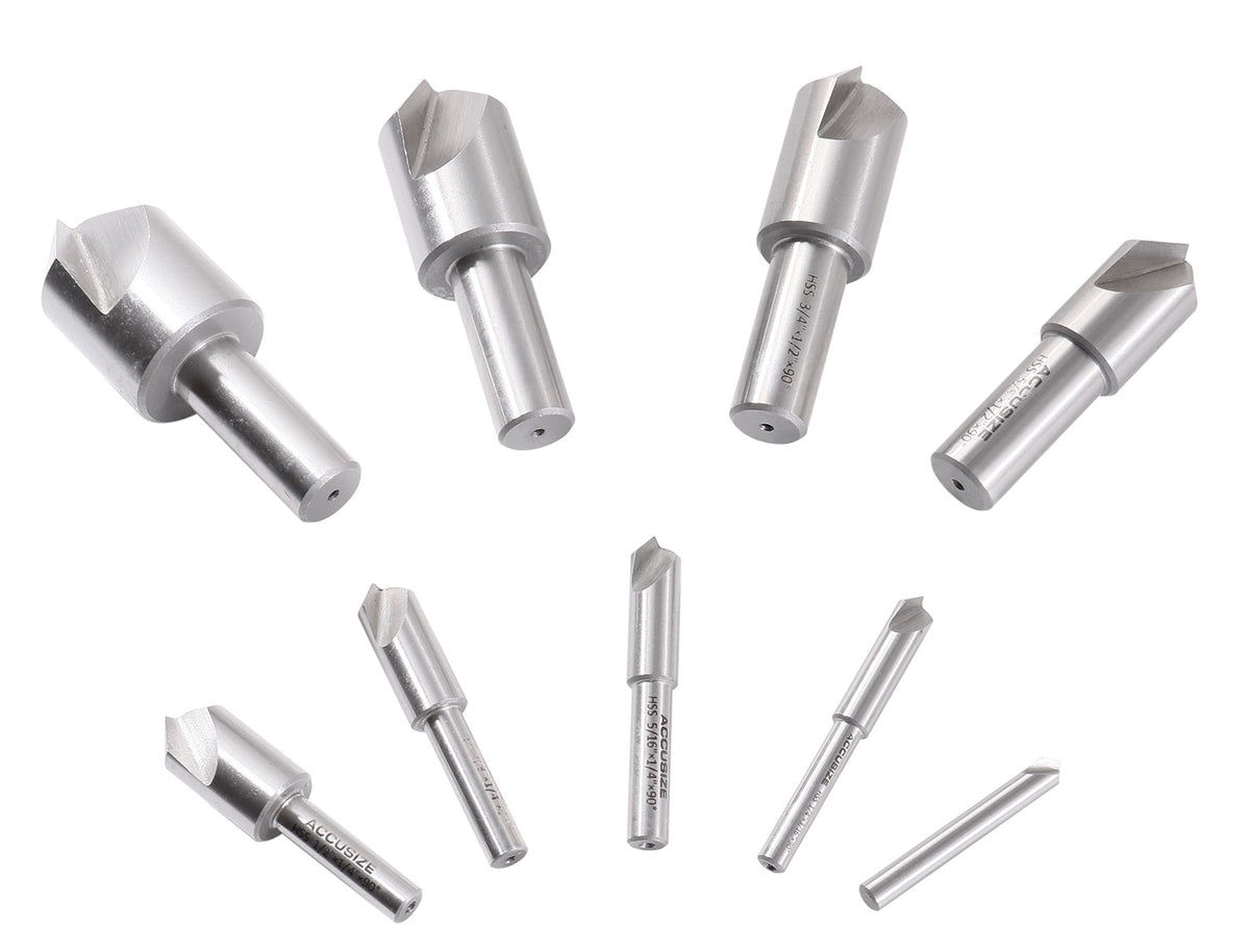 9 Pc Single Flute H.S.S. Countersink Set, 90 Degrees, Ground, 0245-2027