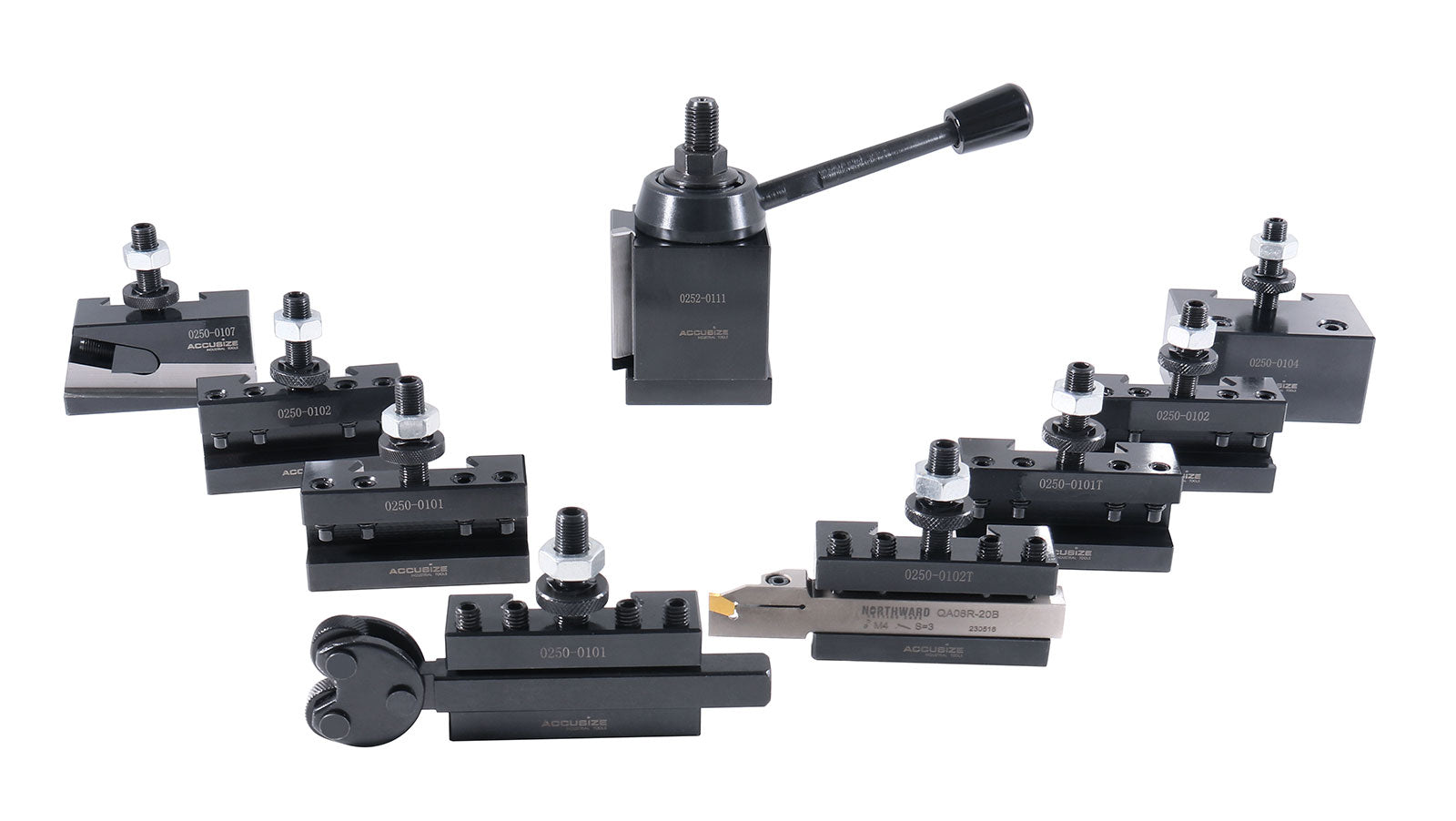 Accusize Industrial Tools CXA Wedge Quick Change Tool Post Set - 6 Piece Kit For 13-18 Inch Swing Lathes