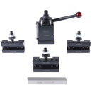 Axa 4 Pc Wedge Type Quick Change Tool Post Set for Lathe Swing 6'' - 12'' with 1/2'' M35 Square Lathe Bit, 0251-0155