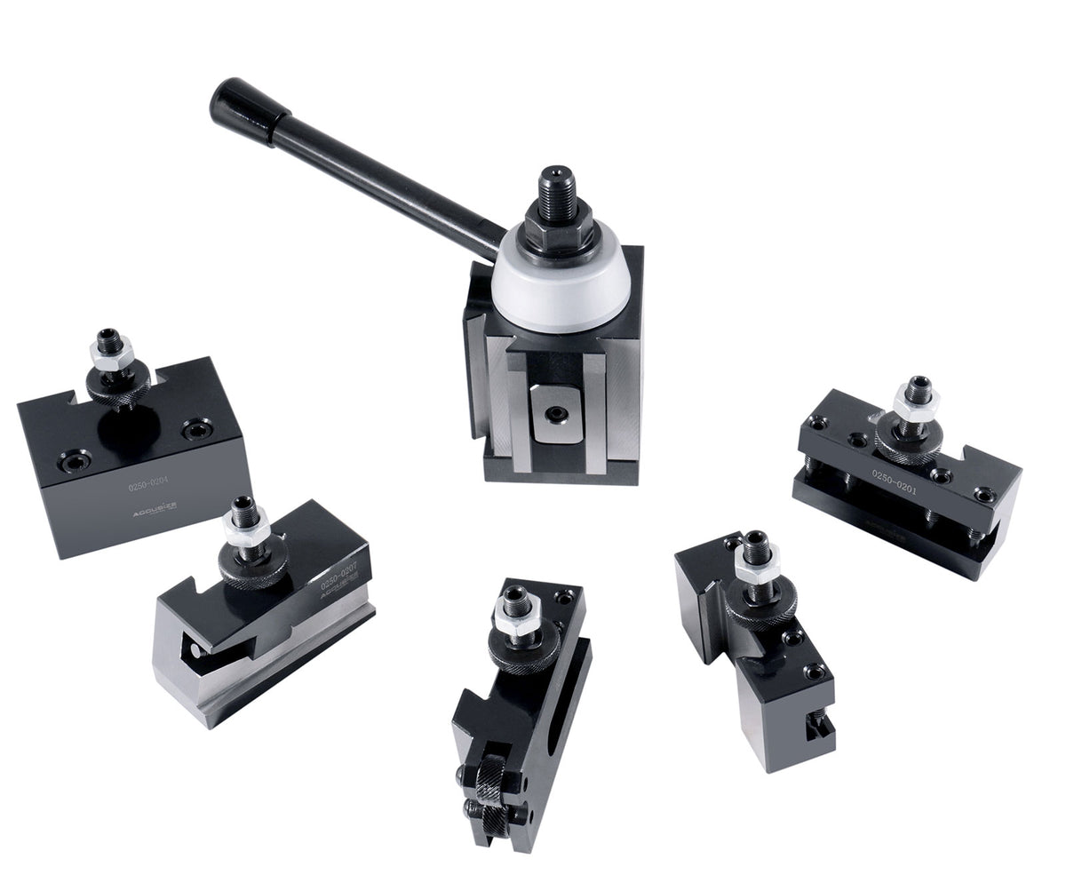 Style Bxa Piston Type Quick Change Tool Post Set with 6 Pcs Tool Post Holders, 0251-0200