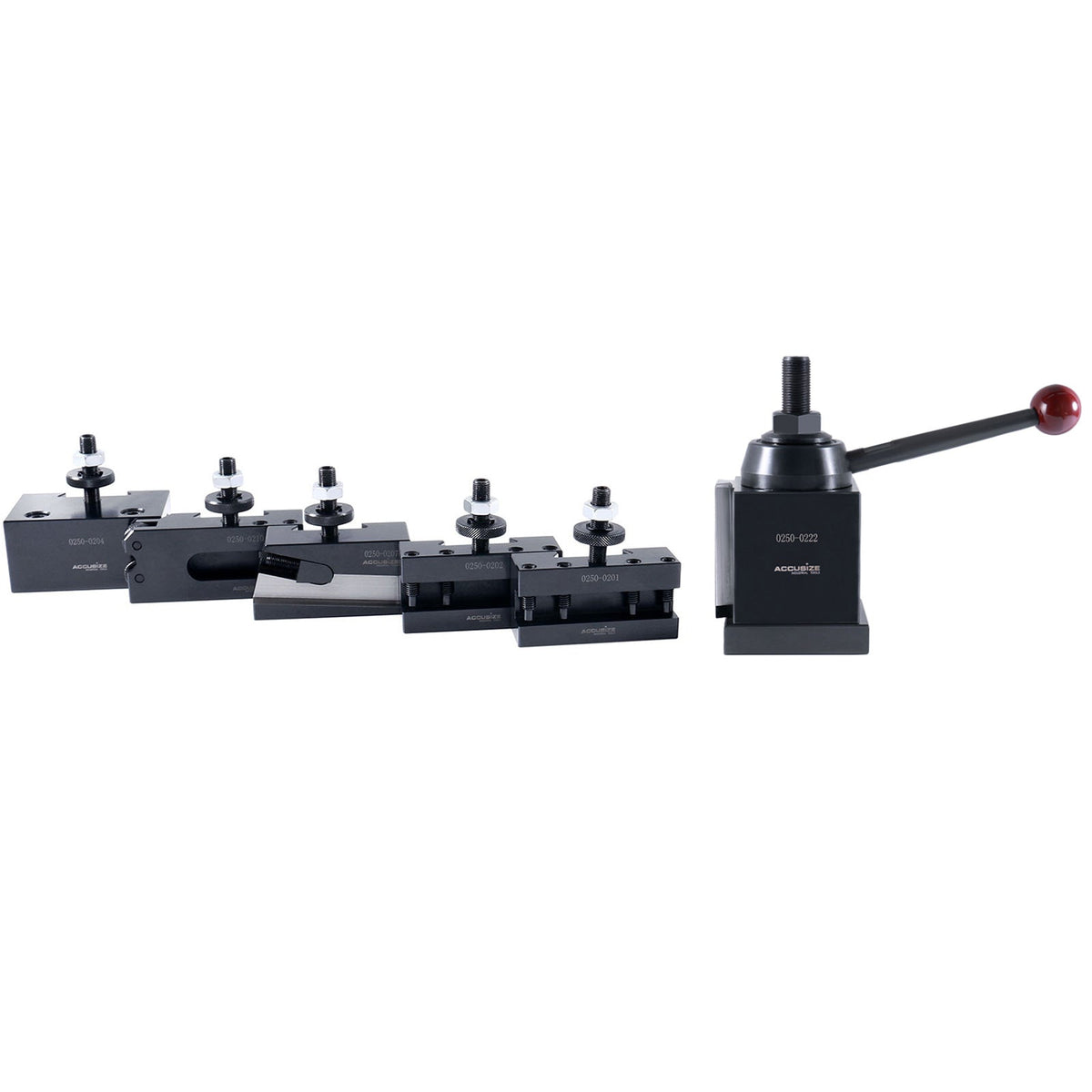 6-Piece BXA Wedge Type Quick Change Tool Post Set for 10-15'' Lathe Swing, Durable Steel Construction, 0251-0222