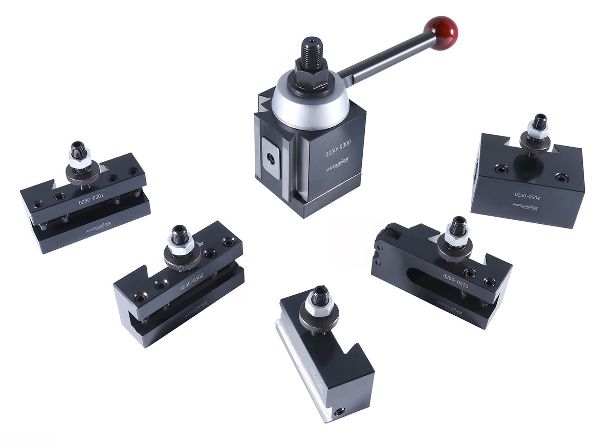 Cxa Style Piston Type Quick Change Tool Post Set with 6 Pcs Tool Post Holders, 0251-0300