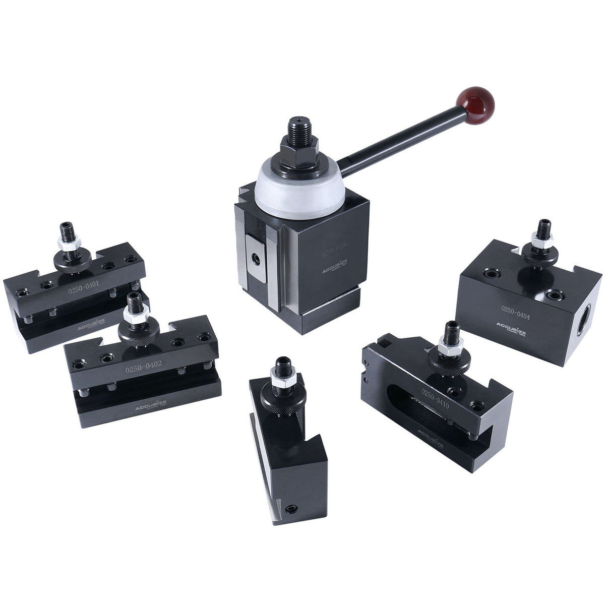 Ca Style Professional Piston Type Quick Change Tool Post Set with 6 Pcs Tool Post Holders, 0251-0400