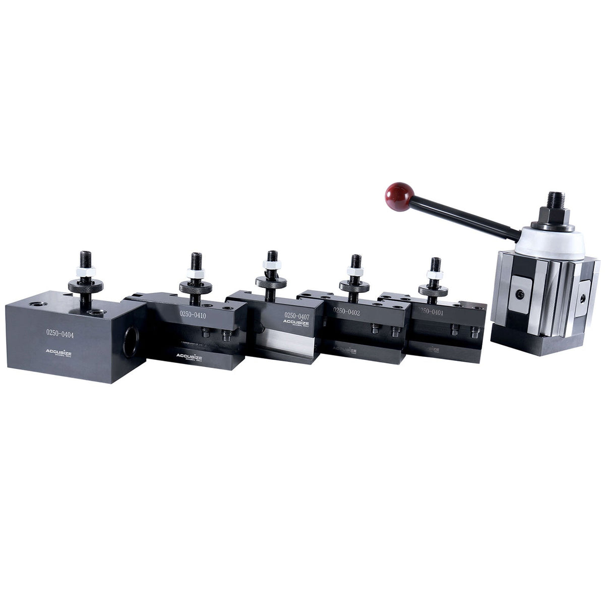 Ca Style Professional Piston Type Quick Change Tool Post Set with 6 Pcs Tool Post Holders, 0251-0400