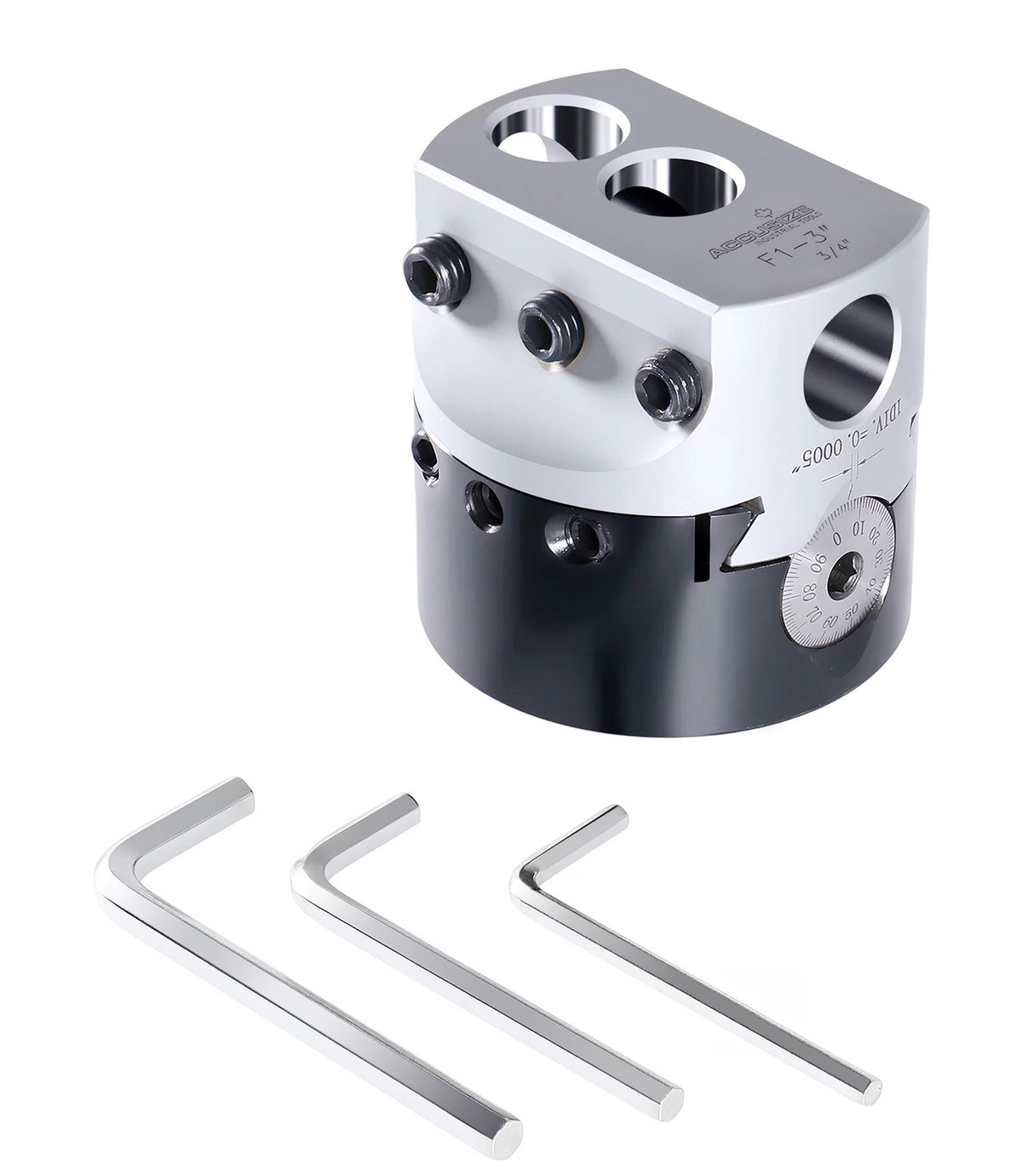 3" precision boring head with 3/4" boring bar bore, 1" offset, and 1-1/2"-18 mount thread - 0350-0003