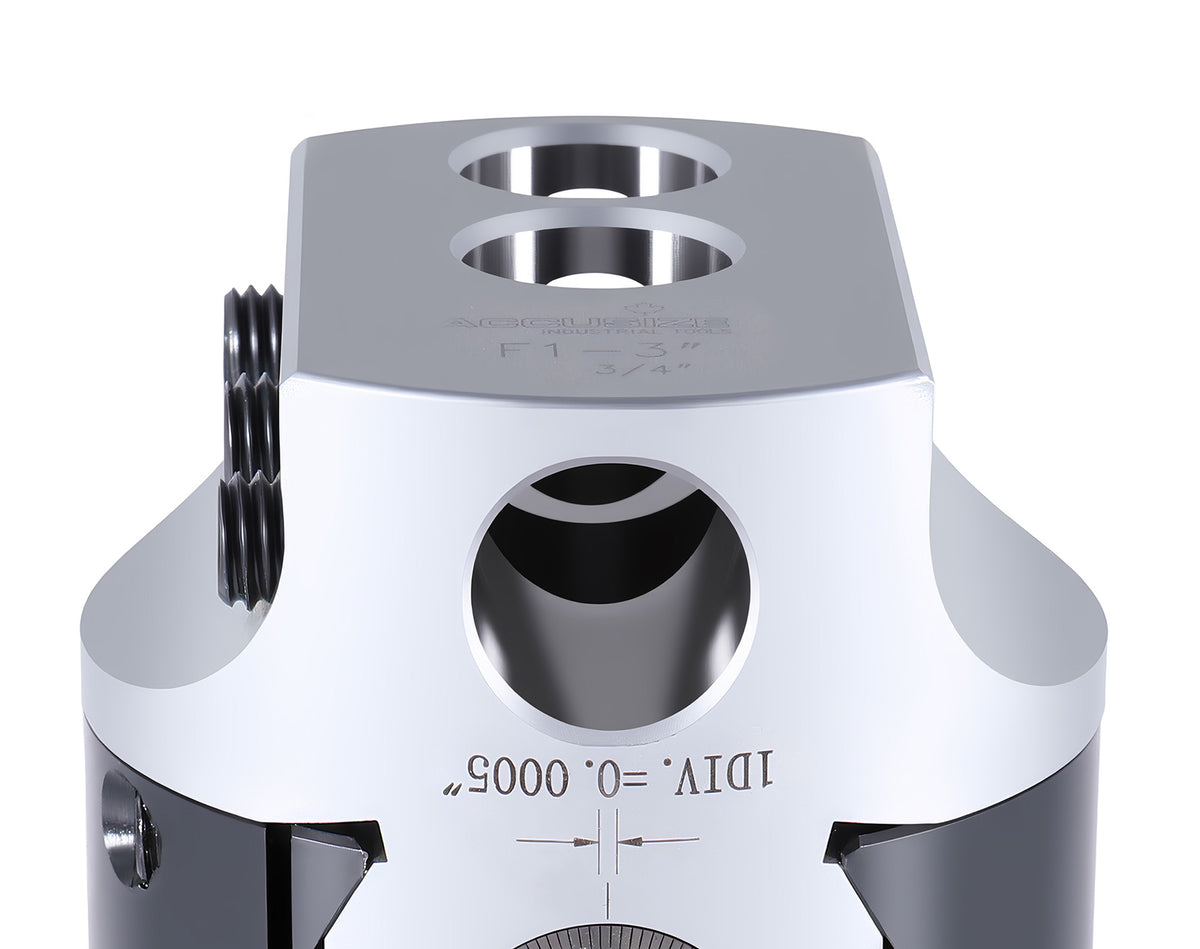 3" precision boring head with 3/4" boring bar bore, 1" offset, and 1-1/2"-18 mount thread - 0350-0003