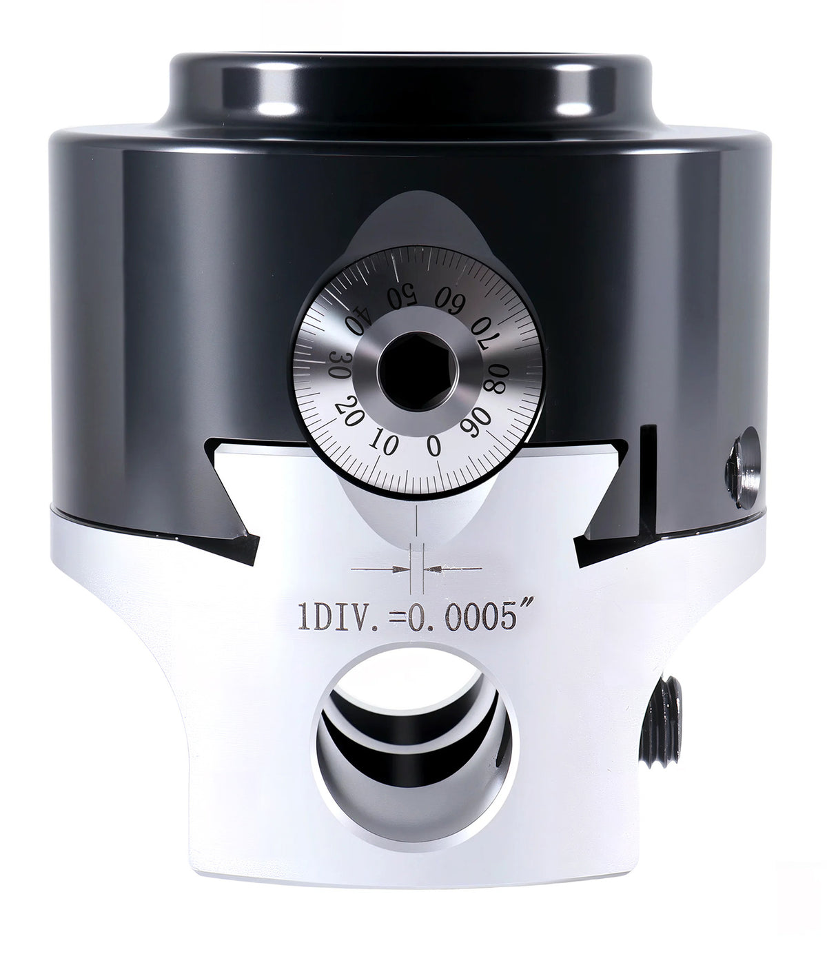3" precision boring head with 3/4" boring bar bore, 1" offset, and 1-1/2"-18 mount thread - 0350-0003