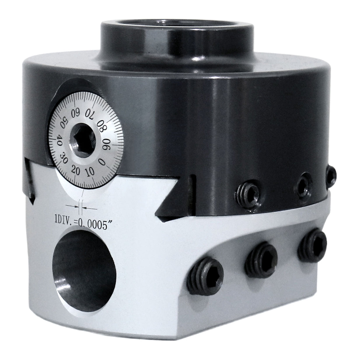 4" precision boring head with 1" boring bar bore, 1" offset, and 1-1/2"-18 mount thread - 0350-0004