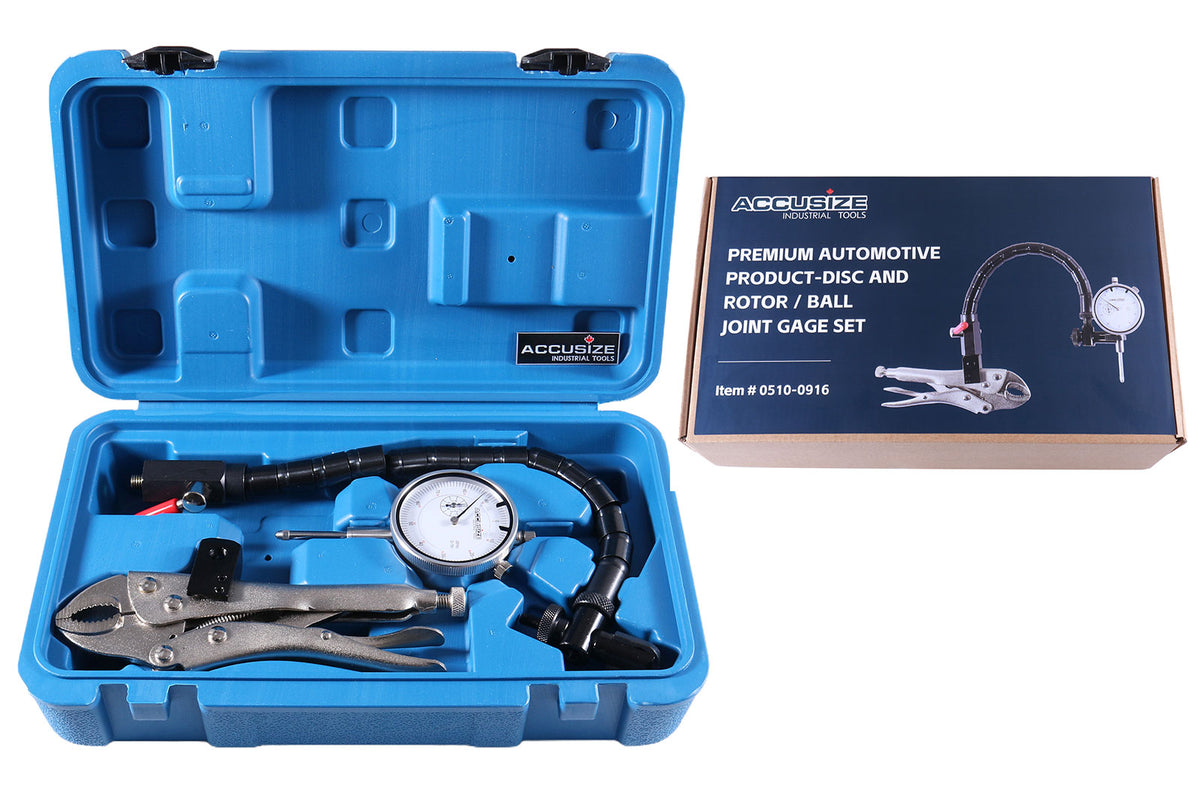 Premium Disc and Rotor/Ball Joint Gage, 1'' by 0.001'' Indicator and 360 Deg Flexible Stem Holder, Automotive Product