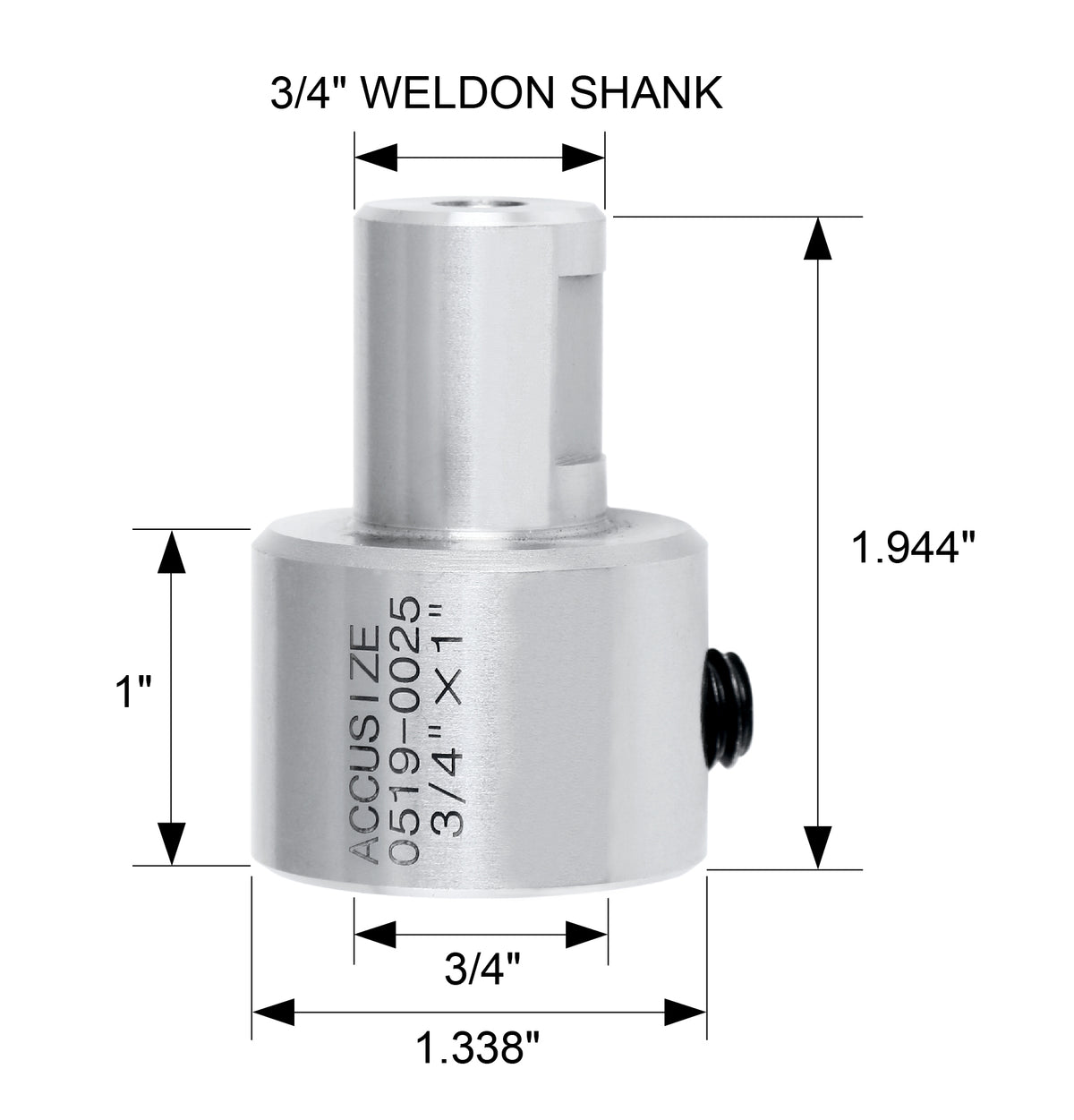 Adaptateur de coupe annulaire à tige Weldon 3/4 po, 2", 3", 4", etc.