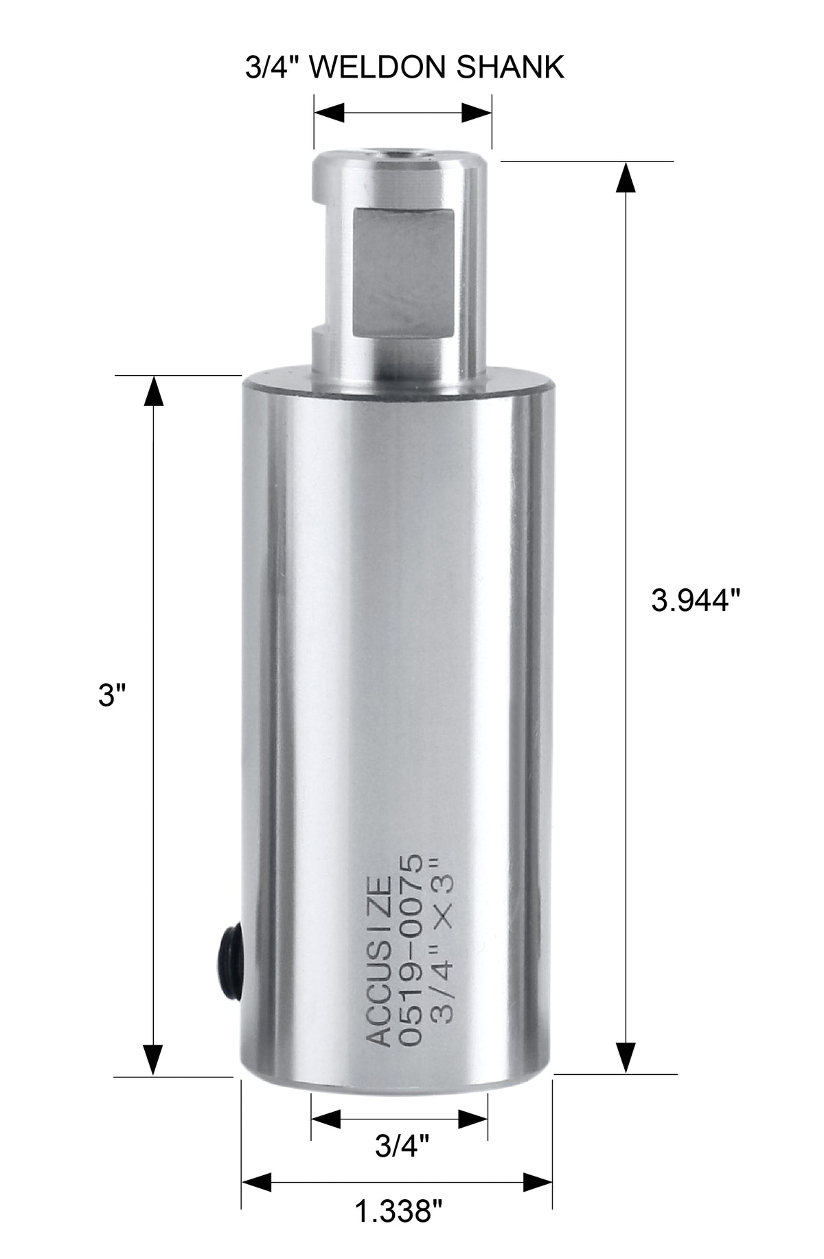 Adaptateur de coupe annulaire à tige Weldon 3/4 po, 2", 3", 4", etc.