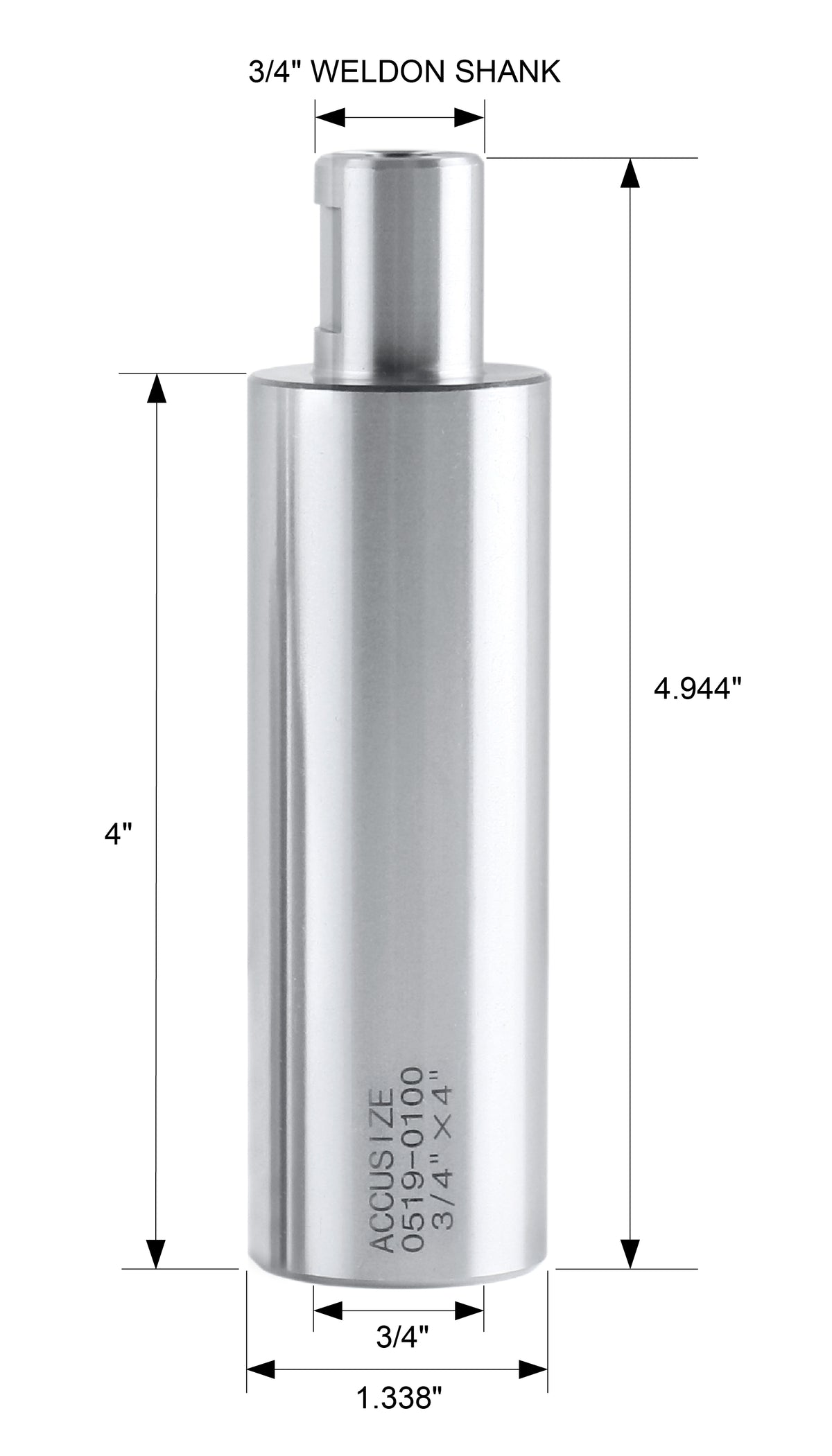 Adaptateur de coupe annulaire à tige Weldon 3/4 po, 2", 3", 4", etc.