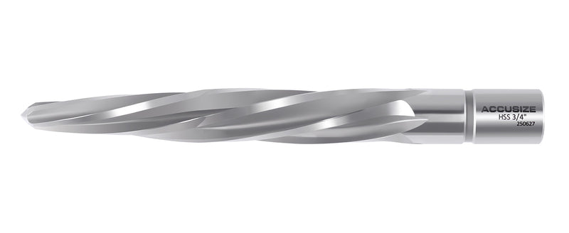 3/4'' H.S.S. Aligning Reamer with 3/4'' / 0.75'' Weldon Shank, Spiral Flute, 0521-0034