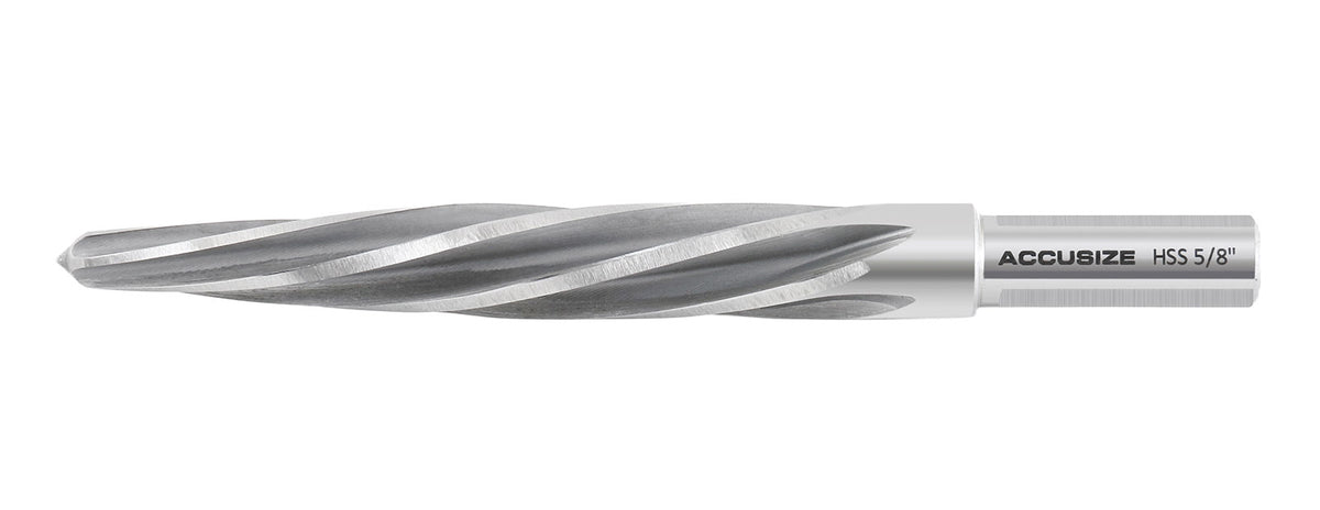 H.S.S. Spiral Flute Aligning Reamer, 5/8'' Cutting Diameter, 1/2'' Shank Diameter, 0522-0058