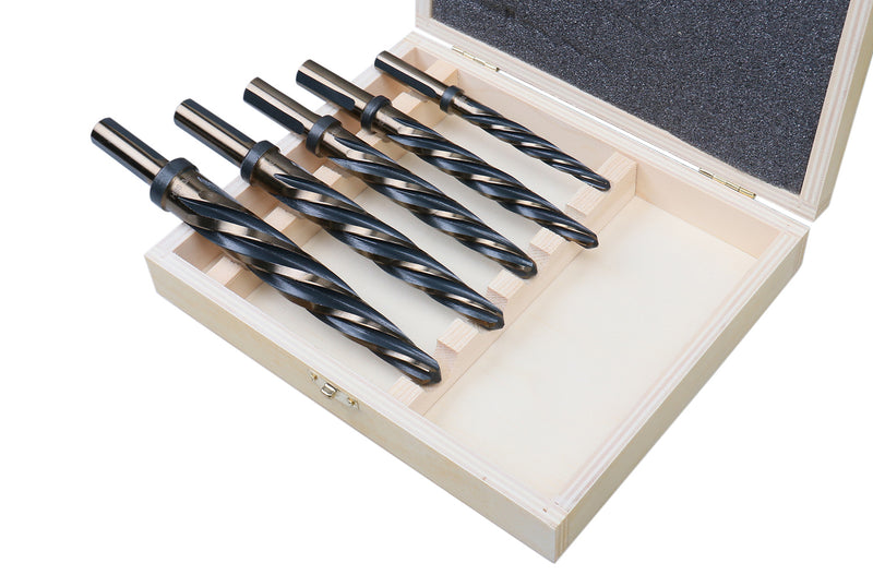 5 Pc H.S.S. Standard Spiral Flute Super Premium Car Reamer Set, 3/8", 1/2", 9/16'', 5/8", 3/4", to Fit 3/8'' or 1/2'' Shank Chuck