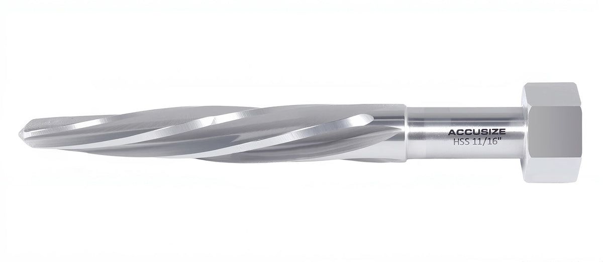 Bridge Reamer, H.S.S. Aligning Reamer, Spiral Flute, Hex Shank