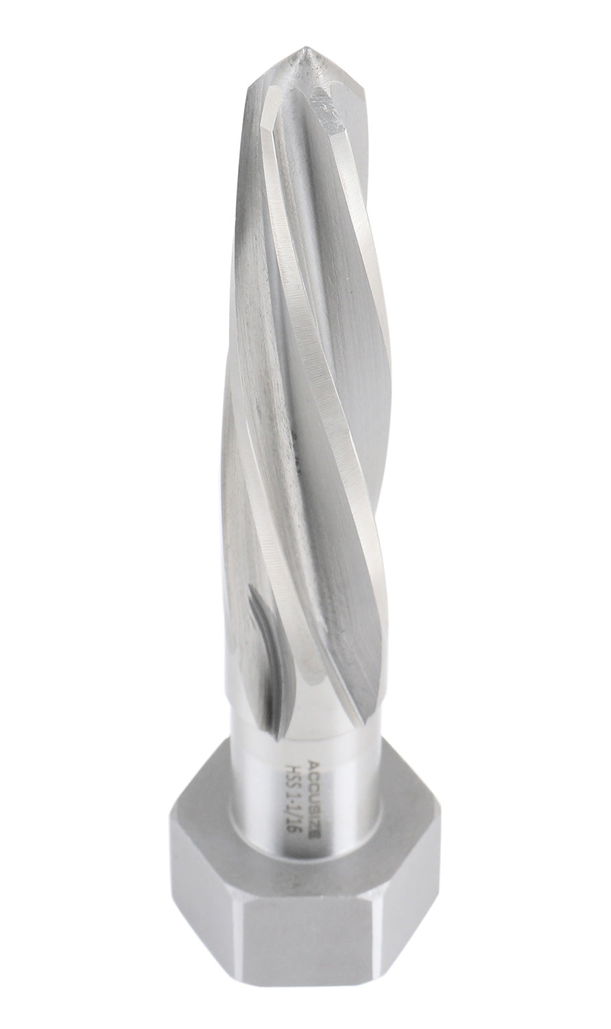 H.S.S. Aligning Reamer - 1-1/16'' Diameter, 5'' Flute, 7'' OAL, Hex Shank, Spiral Flute, 0523-6055
