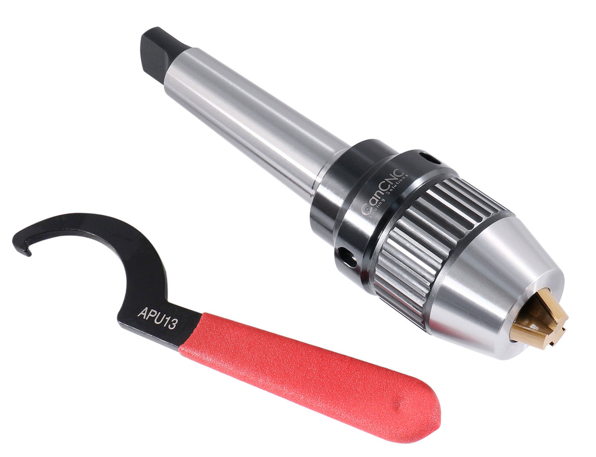 CanCNC Tooling Solutions 1/16-1/2" MT3 Precision Keyless Drill Chuck, Heavy-Duty with Integrated Shank, Titanium Jaws, 0537-1203