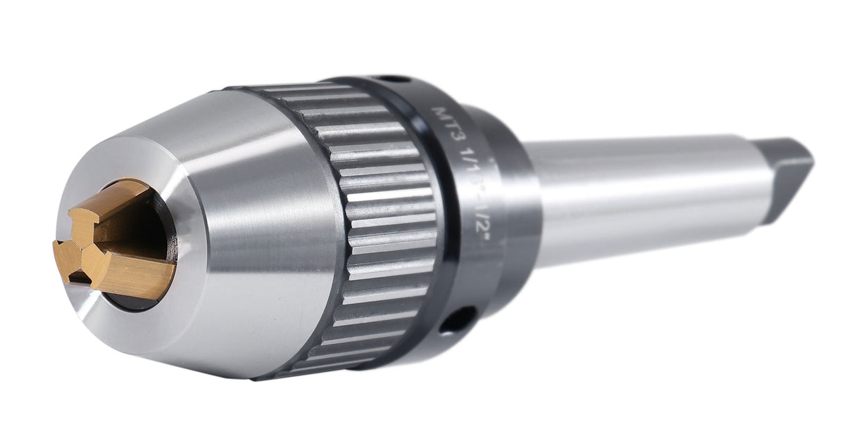 CanCNC Tooling Solutions 1/16-1/2" MT3 Precision Keyless Drill Chuck, Heavy-Duty with Integrated Shank, Titanium Jaws, 0537-1203