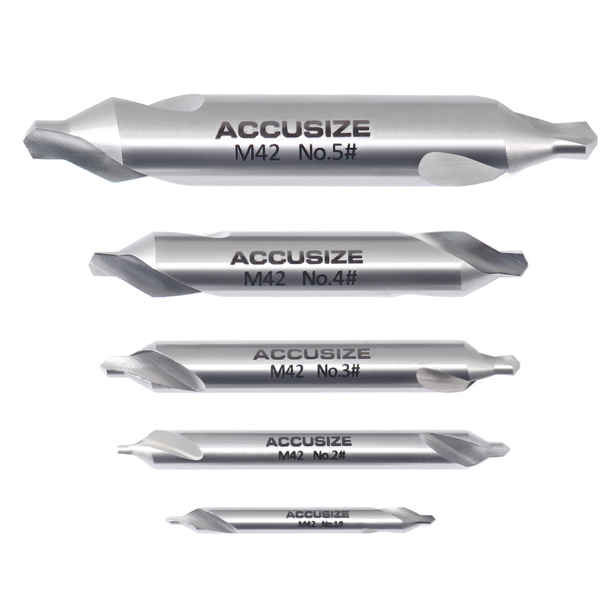 5pc ANSI M42 (H.S.S. + 8% Cobalt) Center Drill Set, 0556-5500