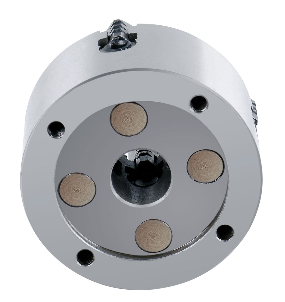 4'' 4-Jaw Independent Lathe Chucks, Plain Back, Semi-Steel Body, Including 1 Set Of Reversible Jaws, 0557-0004