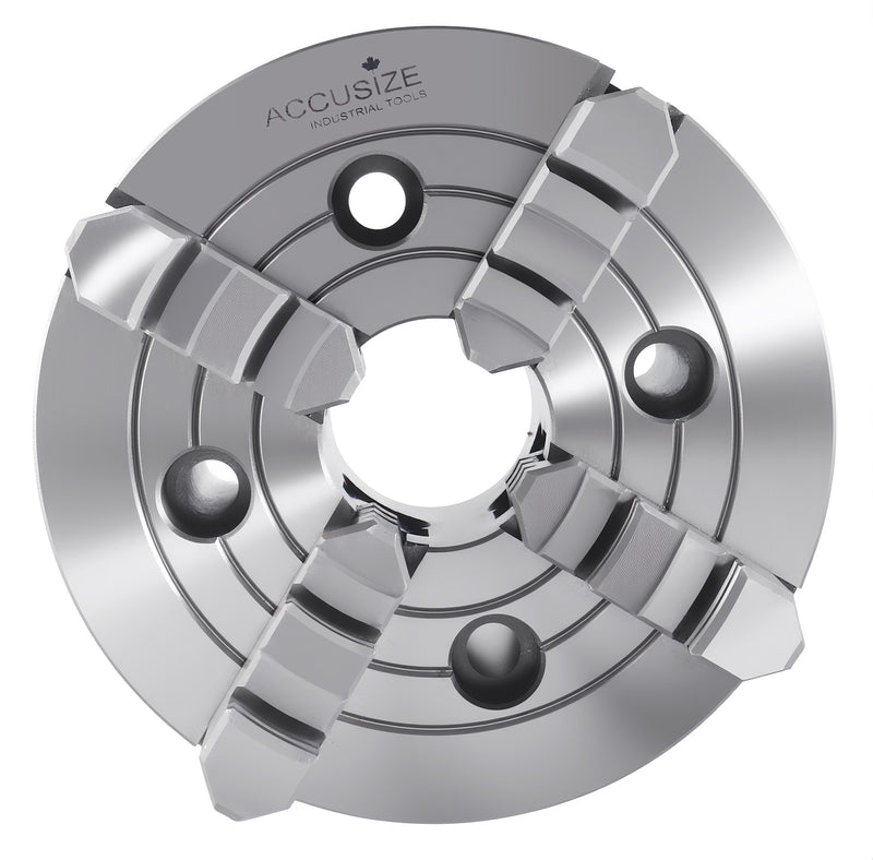 6'' 4-Jaw Independent Lathe Chucks, Plain Back, Semi-Steel Body, Including 1 Set Of Reversible Jaws, 0557-0006